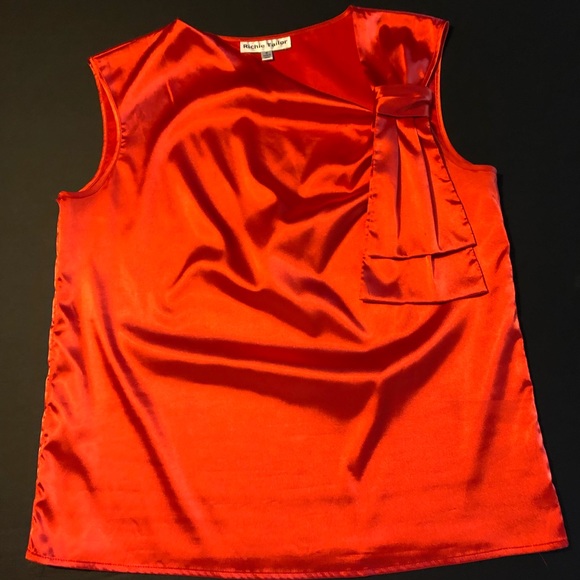 4/$25 Richie Tailor Top Blouse Medium M Red Orange - Picture 6 of 12